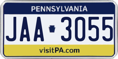 PA license plate JAA3055