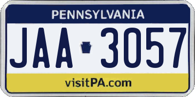 PA license plate JAA3057