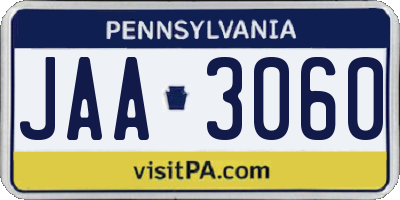 PA license plate JAA3060