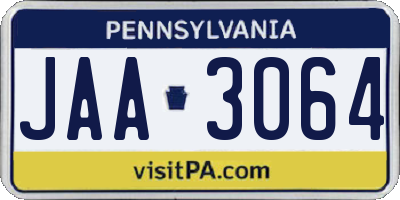 PA license plate JAA3064