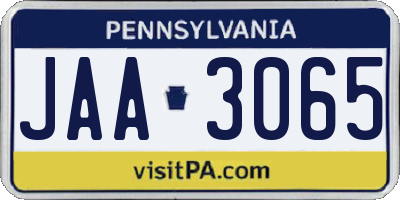 PA license plate JAA3065