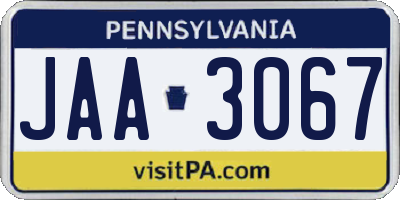 PA license plate JAA3067