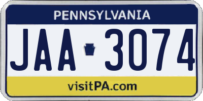 PA license plate JAA3074
