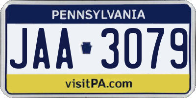 PA license plate JAA3079