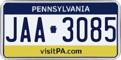 PA license plate JAA3085