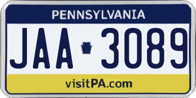 PA license plate JAA3089