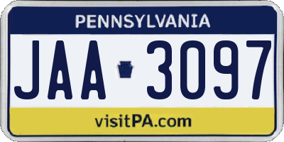 PA license plate JAA3097