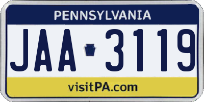 PA license plate JAA3119