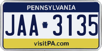 PA license plate JAA3135