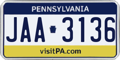 PA license plate JAA3136