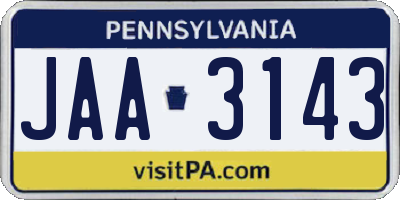 PA license plate JAA3143