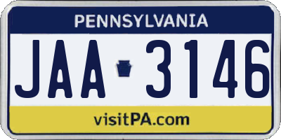 PA license plate JAA3146