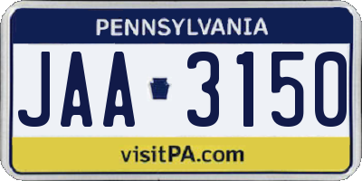 PA license plate JAA3150