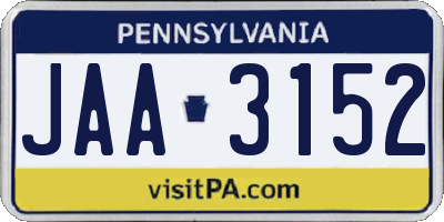 PA license plate JAA3152