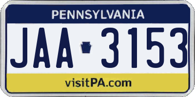 PA license plate JAA3153