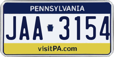 PA license plate JAA3154