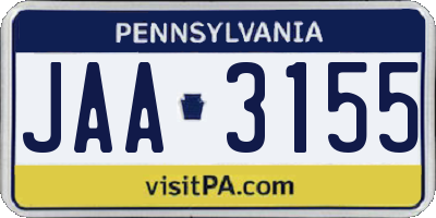 PA license plate JAA3155