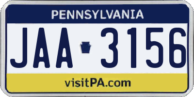 PA license plate JAA3156