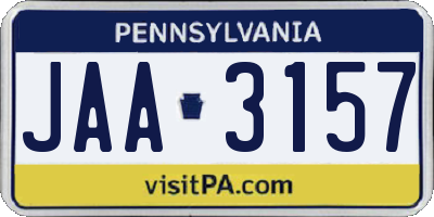 PA license plate JAA3157