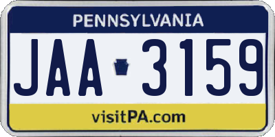 PA license plate JAA3159