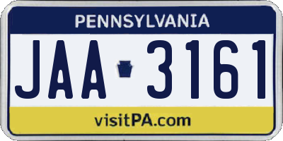 PA license plate JAA3161