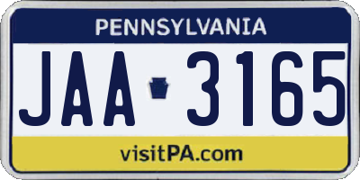 PA license plate JAA3165