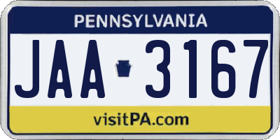 PA license plate JAA3167