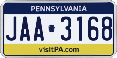 PA license plate JAA3168