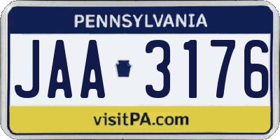 PA license plate JAA3176