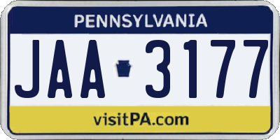 PA license plate JAA3177