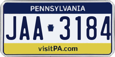 PA license plate JAA3184