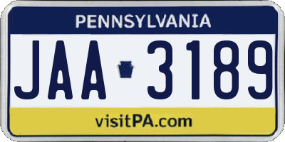 PA license plate JAA3189