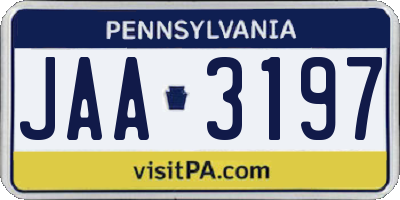 PA license plate JAA3197