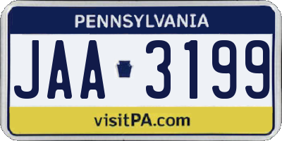 PA license plate JAA3199