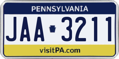 PA license plate JAA3211