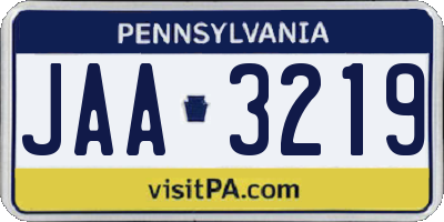 PA license plate JAA3219