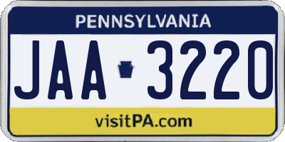 PA license plate JAA3220