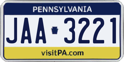 PA license plate JAA3221