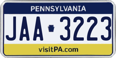 PA license plate JAA3223