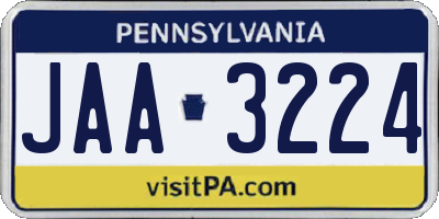 PA license plate JAA3224