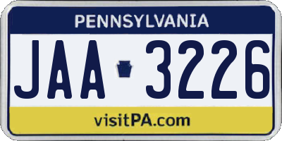 PA license plate JAA3226