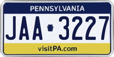 PA license plate JAA3227