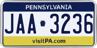 PA license plate JAA3236