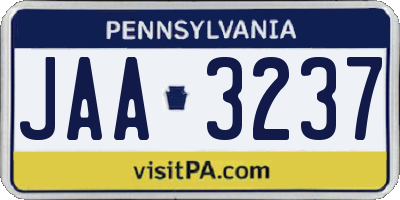 PA license plate JAA3237