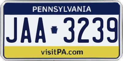 PA license plate JAA3239
