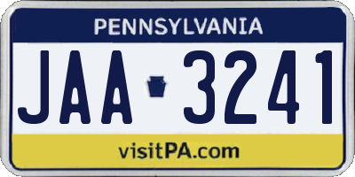 PA license plate JAA3241