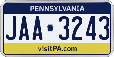 PA license plate JAA3243