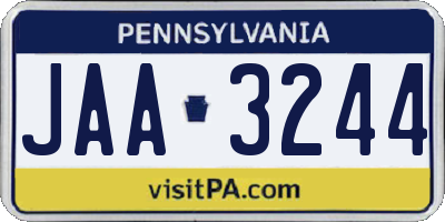 PA license plate JAA3244