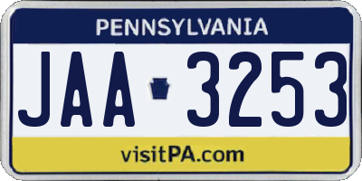 PA license plate JAA3253