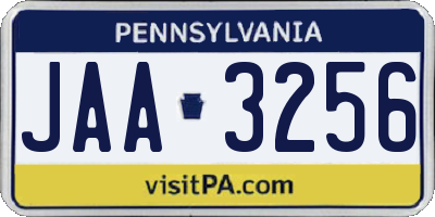 PA license plate JAA3256